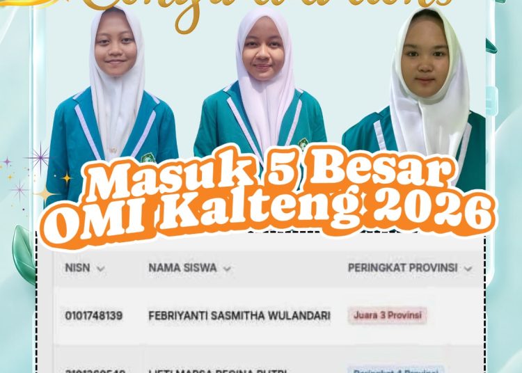 Tiga Peserta Didik MAN Lamandau Torehkan Prestasi pada OMI Kalimantan Tengah 2026